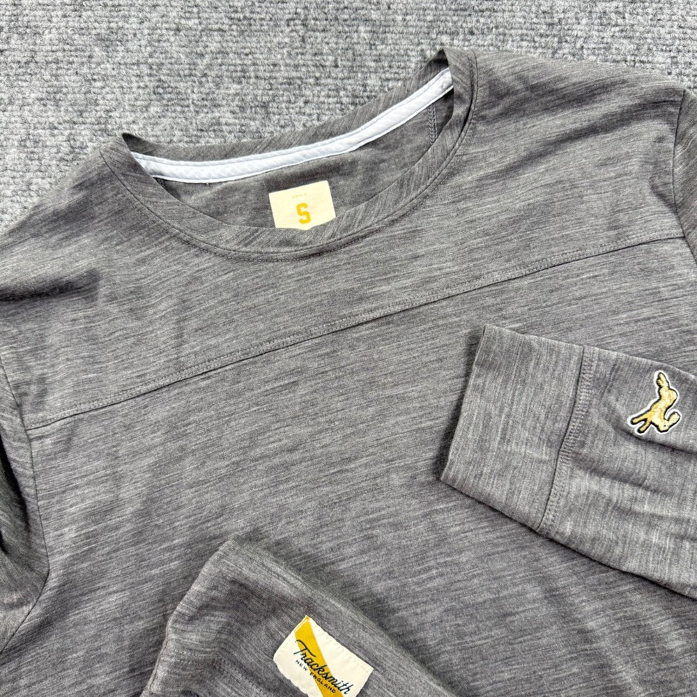 Tracksmith Brighton Base Layer Small Grey Merino Wool Long Sleeve Mens